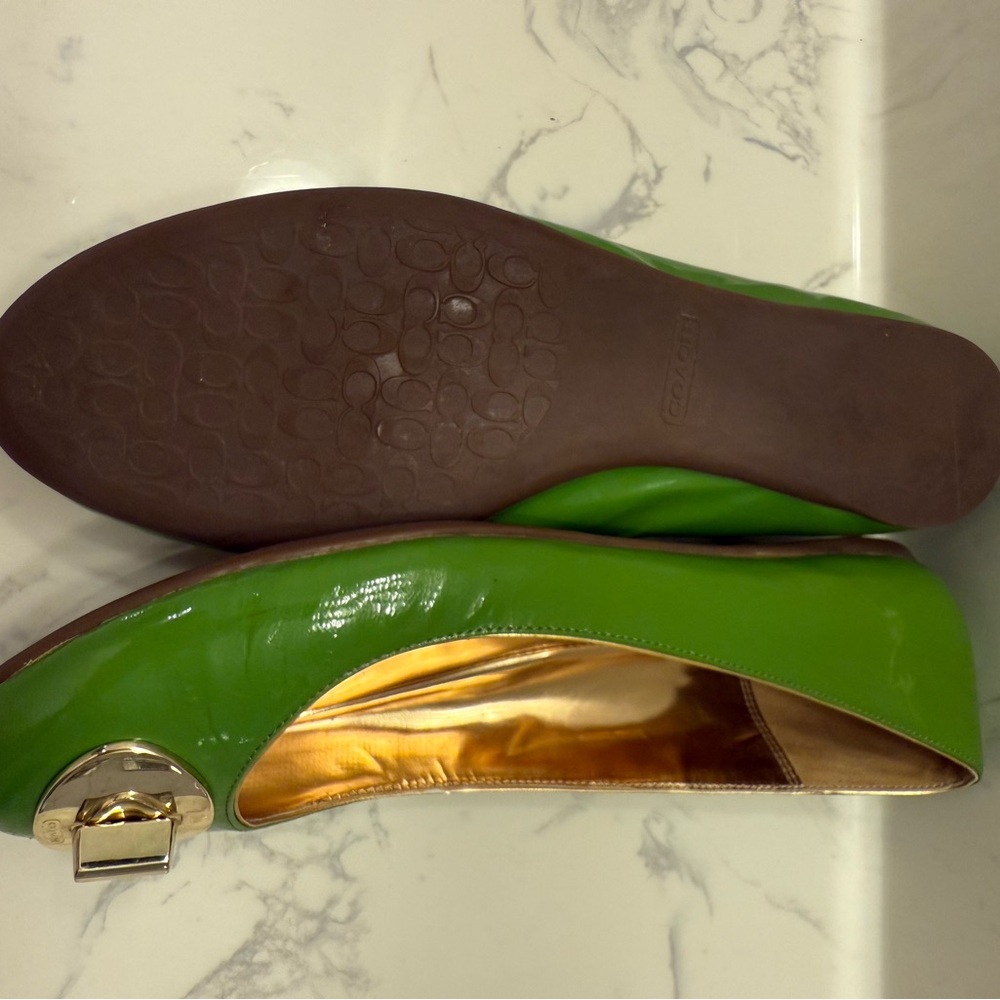 COACH Green Flats with Gold Accents - Picture 2 of 2